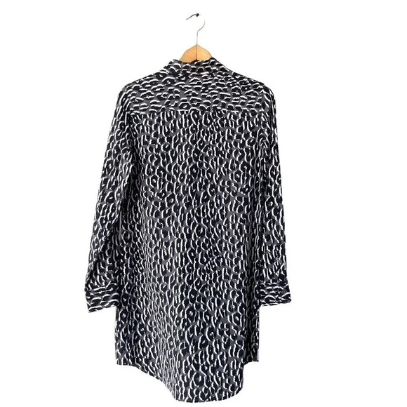 EQUIPMENT Women's Brett Silk Shirtdress Black White Geo Printed Long Sleeve Sz S - Picture 4 of 5